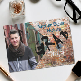 Graffiti Brick Wall Grad Bekanntgabe Foto-Karte Einladung