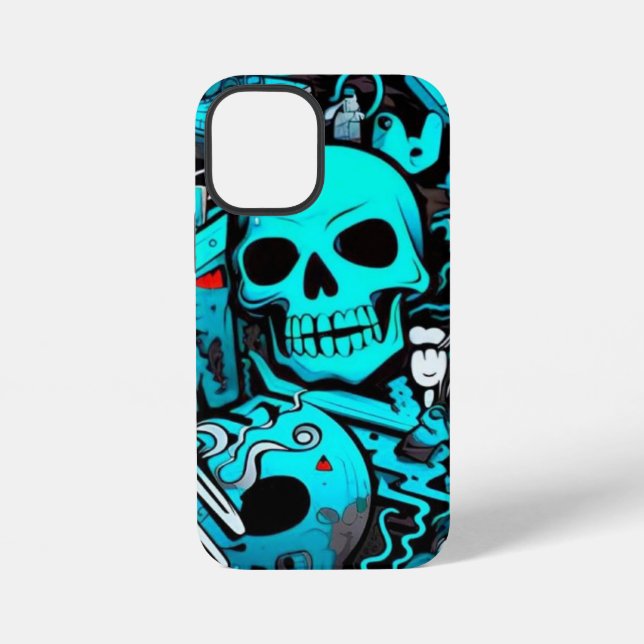 Graffiti buntes iPhone 12 Mini Tough Case, Glanz Hülle (Rückseite)