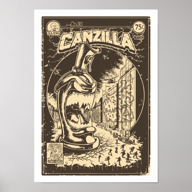 Graffiti - CANZILLA - Retro SciFi Monster Comic Poster (Vorne)