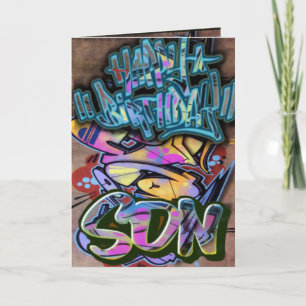 Graffiti carte d'anniversaire fils