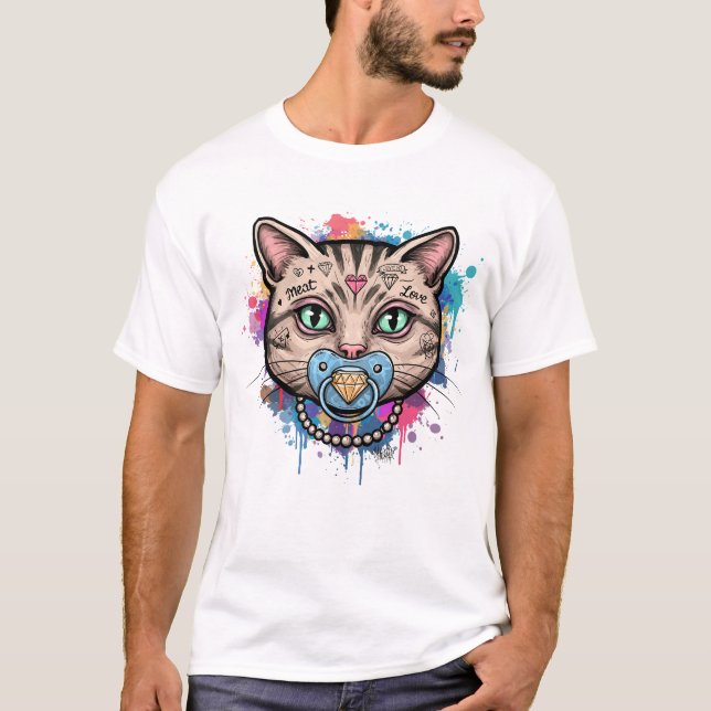 Graffiti Cat Face T-Shirt (Vorderseite)