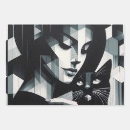 Graffiti Cat Lady Geschenkpapier Set