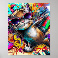 Graffiti Cat: Spray painted cat: taby street art a
