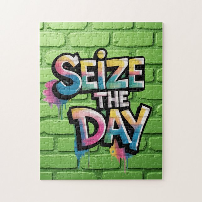 Graffiti Colorful Text Saying Seize The Day (Vertikal)
