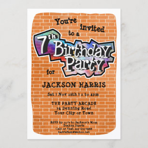 Graffiti cool Art 7e anniversaire Invitation de fê