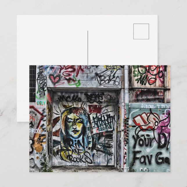 Graffiti Cool Modern Urban Street Art Postkarte (Vorne/Hinten)
