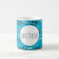 Graffiti de chien Style Nom personnalisé Mug bleu