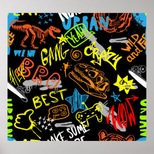 Graffiti der Jungen: Handgezeichnete Kühle Poster