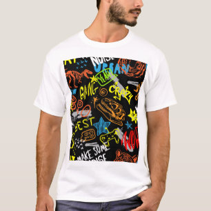 Graffiti der Jungen: Handgezeichnete Kühle T-Shirt