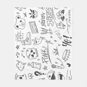 Graffiti Doodles: Punk Music Scribble Fleecedecke