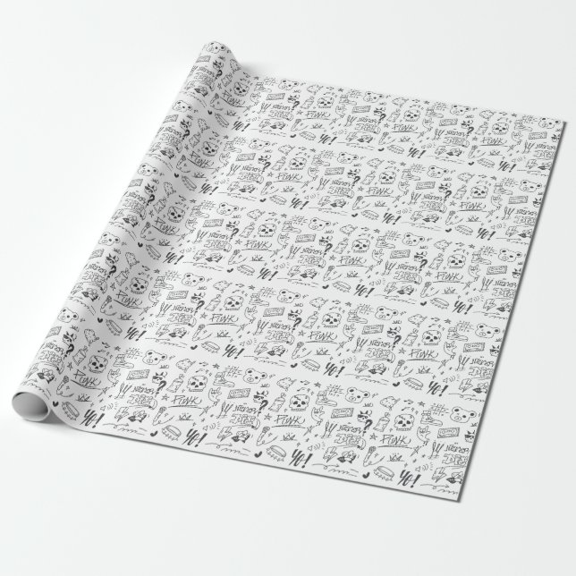 Graffiti Doodles: Punk Music Scribble Geschenkpapier (Ungerollt)