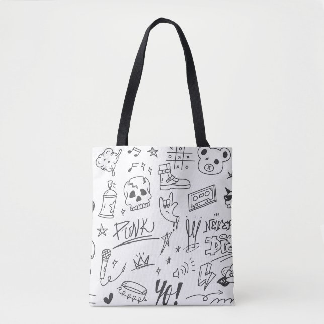Graffiti Doodles: Punk Music Scribble Tasche (Vorderseite)