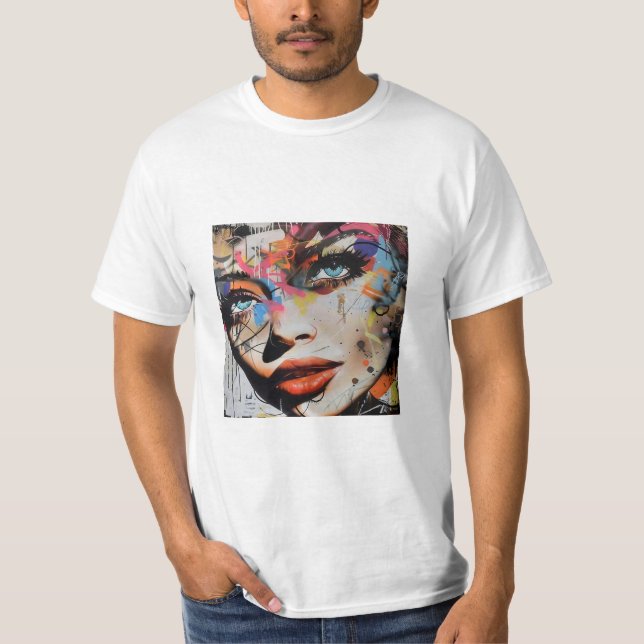 Graffiti eines Frauengesichts T-Shirt (Vorderseite)