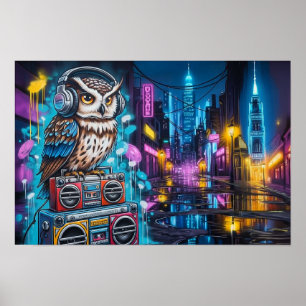 Graffiti-Eule-Groove Poster