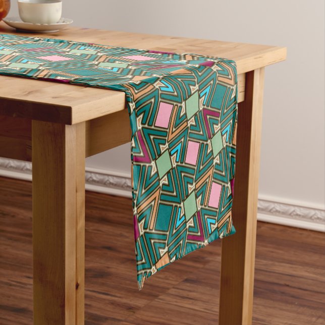 Graffiti Explosion Modern Geometric Pattern  Kurzer Tischläufer (Beispiel)