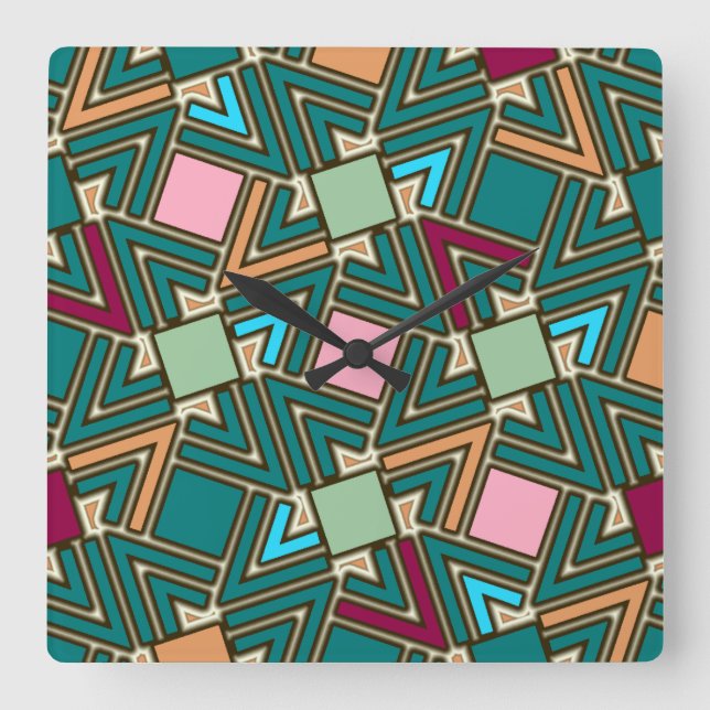 Graffiti Explosion Modern Geometric Pattern  Quadratische Wanduhr (Vorderseite)