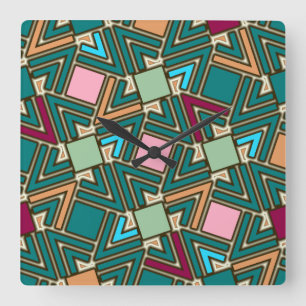 Graffiti-Explosion modernes geometrisches Muster Quadratische Wanduhr