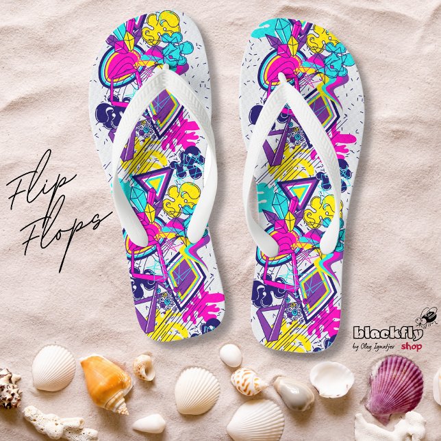 Graffiti-farbiges Muster | aktiver Sportstrand Flip Flops (Von Creator hochgeladen)