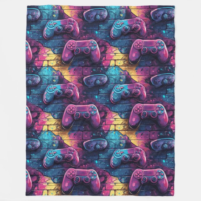 Graffiti GameController Urban Pattern Gamer Zimmer Fleecedecke (Vorderseite)