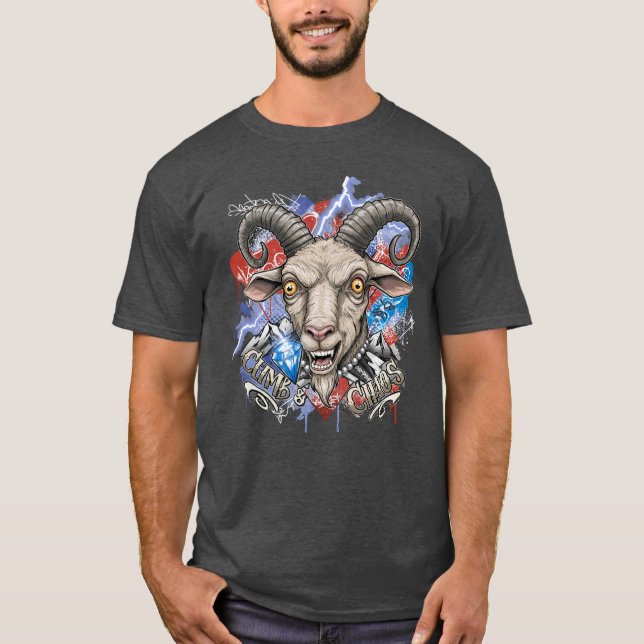 Graffiti Goat Face T-Shirt - Urban Animal Art (Vorderseite)