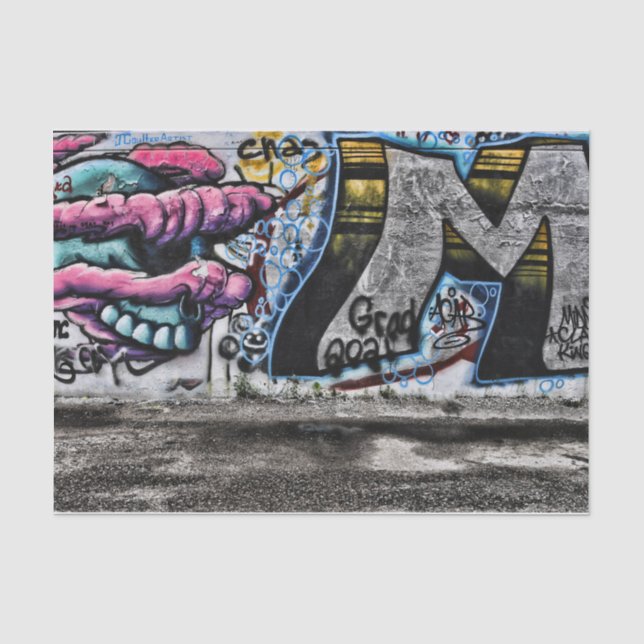 Graffiti Gray Pink Urban Street Bridge Kunst Seidenpapier (Vorderseite)