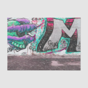 Graffiti Grün Grau Urbane Straße Backsteinwand Kun Seidenpapier