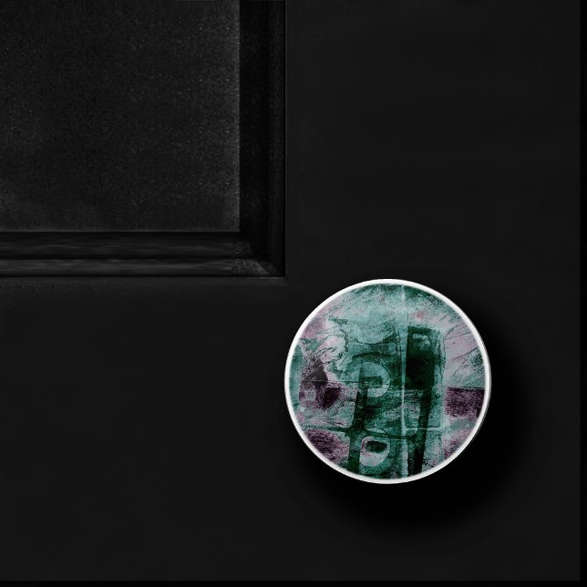 Graffiti Grunge gestrichen | Moody Plum Lila Green Keramikknauf (Von Creator hochgeladen)