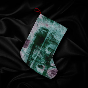 Graffiti Grunge gestrichen Moody Plum Lila Green Kleiner Weihnachtsstrumpf