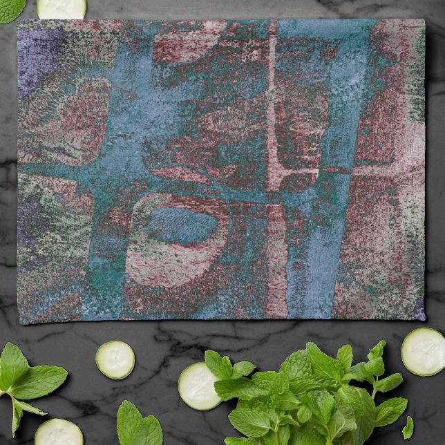 Graffiti Grunge gestrichen | Rost Blue Taupe Geschirrtuch (Von Creator hochgeladen)