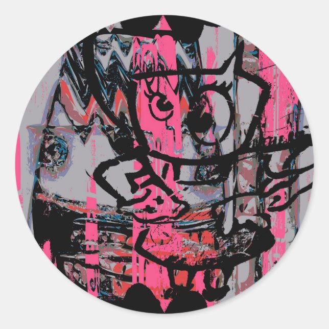 Graffiti-Grunge-Grafik Runder Aufkleber (Vorderseite)