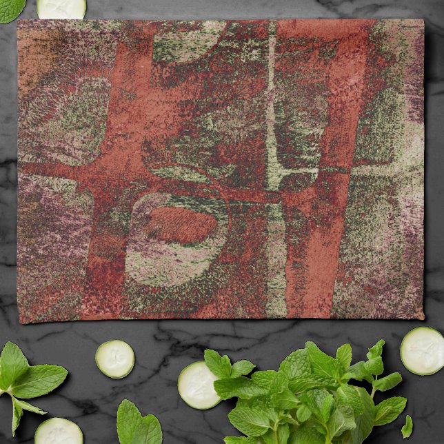 Graffiti Grunge Herbst Roter grüner Rost Rost Geschirrtuch (Von Creator hochgeladen)