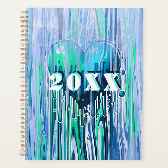 Graffiti Heart Blue und Green individuell anpassba Planer (Vorderseite)