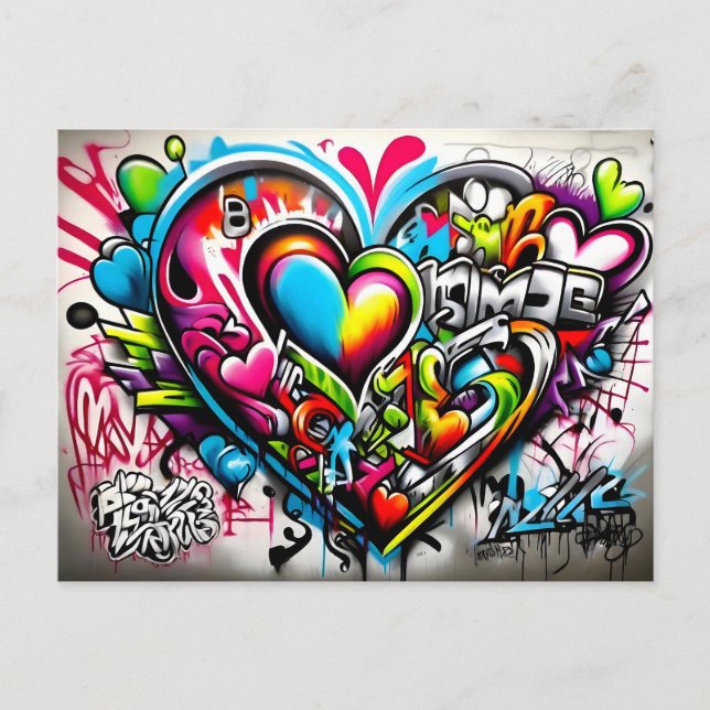 Graffiti Hearts # 6 Postkarte (Vorderseite)