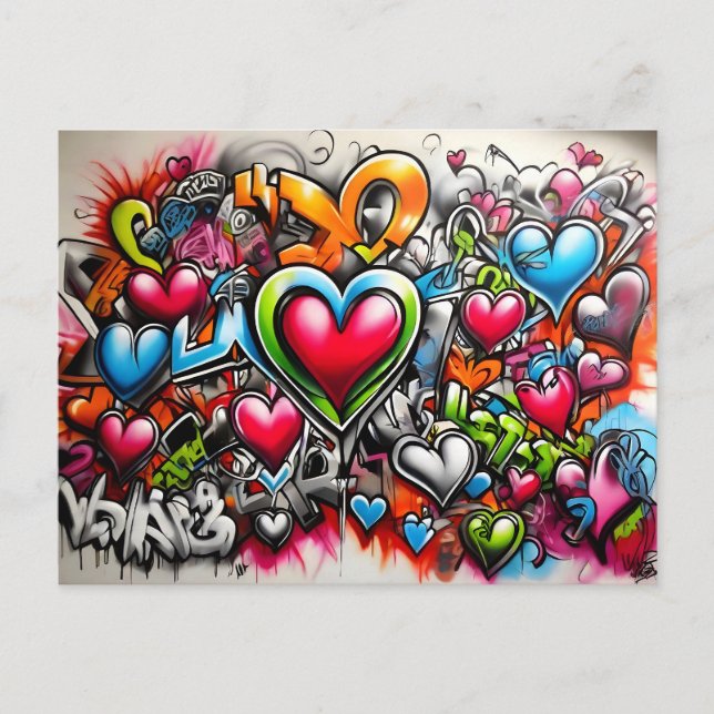 Graffiti Hearts # 7 Postkarte (Vorderseite)