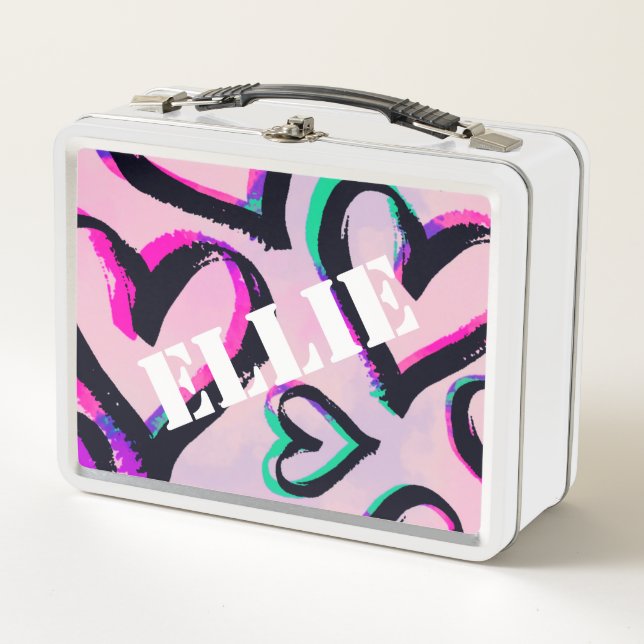 Graffiti Hearts White Lunchbox (Vorderseite)