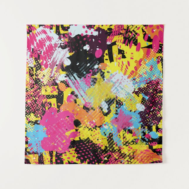 Graffiti hell psychedelisch nahtlos Muster illus Wandteppich (Vorderseite)