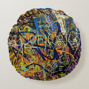 Graffiti-Hintergrund Rundes Kissen