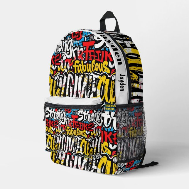 Graffiti hip hop pattern bedruckter rucksack (Rückseitige Ecke Rechts)