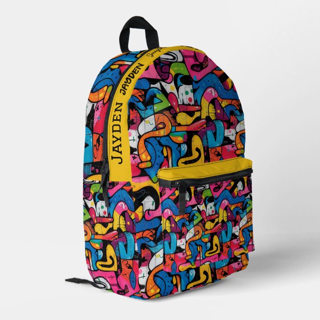 Graffiti hip hop pattern bedruckter rucksack (Rückseitige Ecke links)