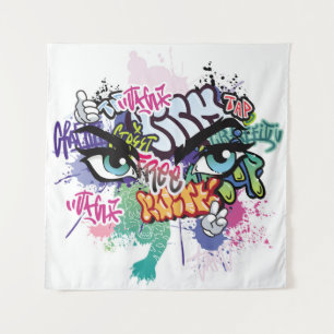 Graffiti-Illustration mit Street-Graffiti-Buchstab Wandteppich