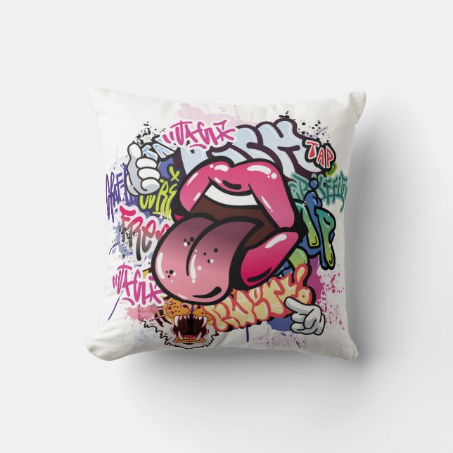 Graffiti illustration with street graffiti letters kissen (Vorderseite)