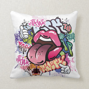 Graffiti illustration with street graffiti letters kissen