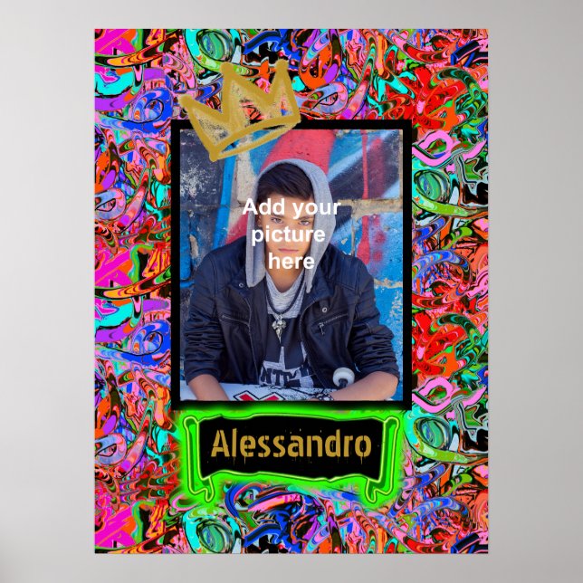 Graffiti im Street-Stil mit Krone Poster (Vorne)