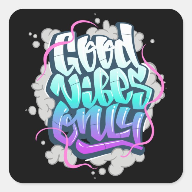 Graffiti-Inschrift Quadratischer Aufkleber (Vorderseite)