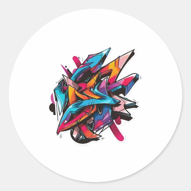 Graffiti Inspiriert farbige Chaos-Aufkleber Runder Aufkleber (Vorderseite)