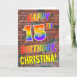 Graffiti Inspiriert Regenbogen-Look glücklich 15.  Karte