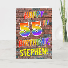 Graffiti Inspiriert Regenbogen-Look glücklich 55.  Karte