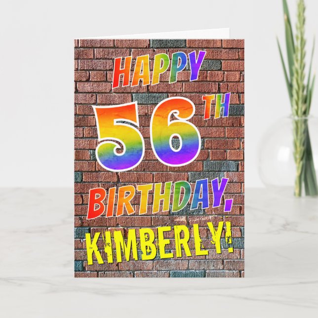 Graffiti Inspiriert Regenbogen-Look glücklich 56.  Karte (Vorderseite)