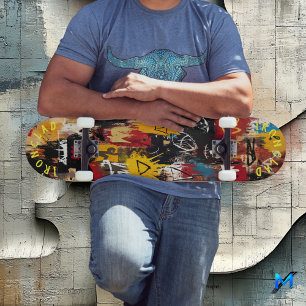 Graffiti-Inspiriert und fett Abstraktes Symbol und Skateboard