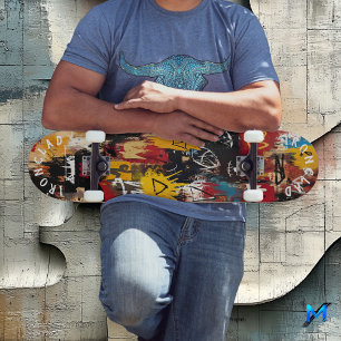 Graffiti-inspirierte kühne abstrakte Symbole & Tot Skateboard